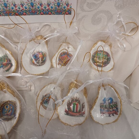 Glorious Gold #2 12 Days of Christmas Oyster Shell Ornaments + 2 Bonus Ornaments - Picture 13 of 16